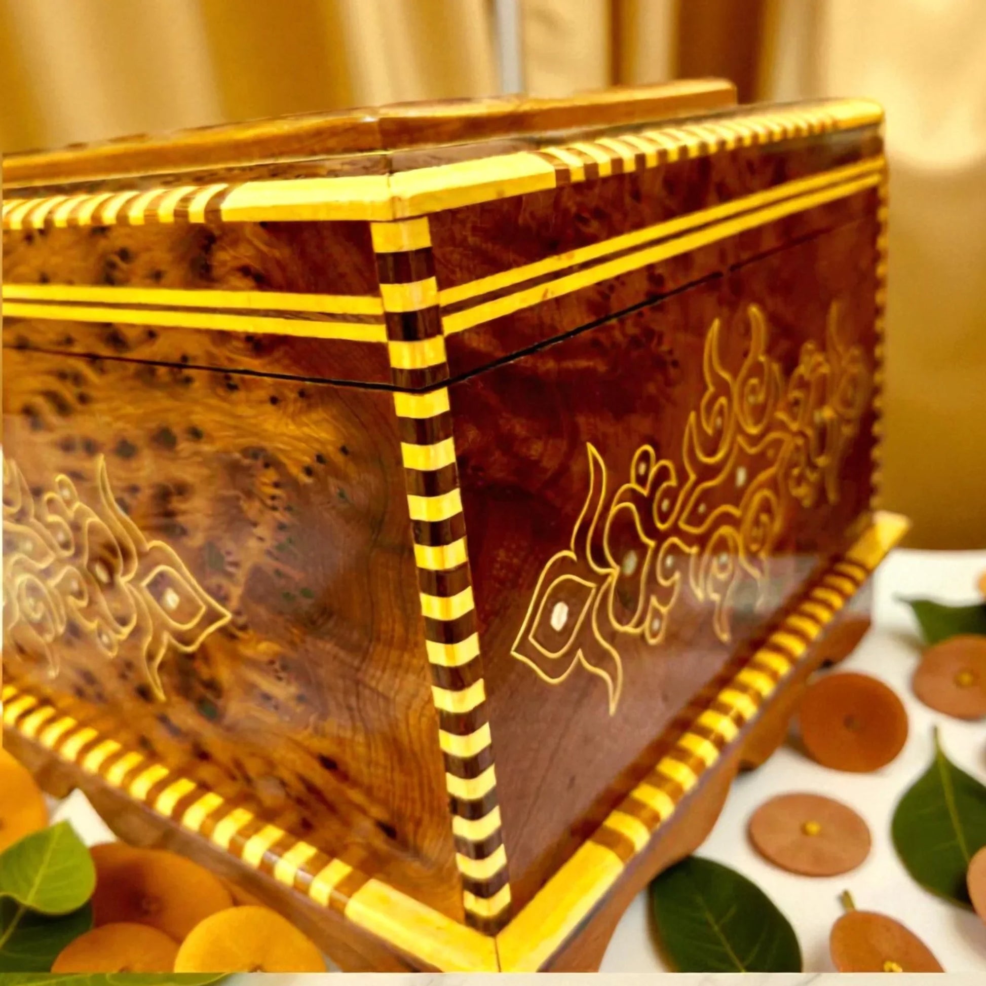 Vintage Wooden box with mirror inside With Key made from