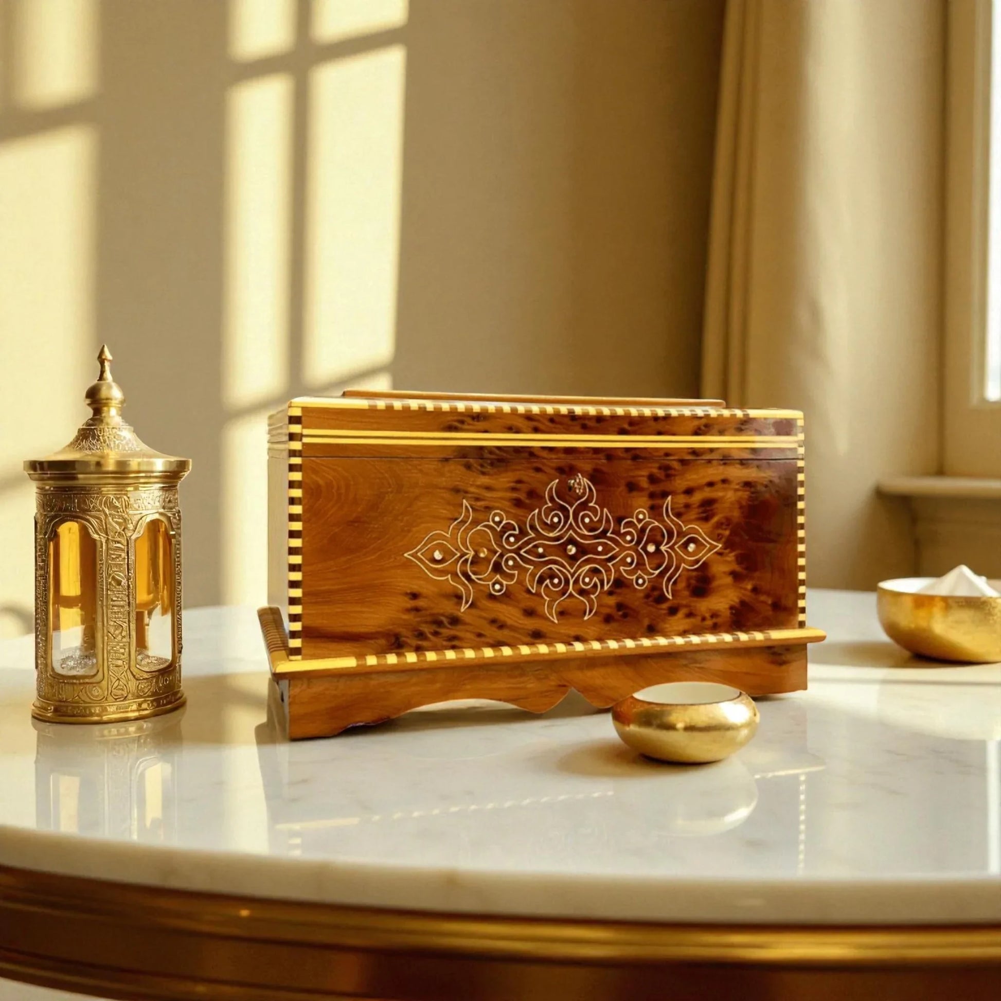 Vintage Wooden box with mirror inside With Key made from