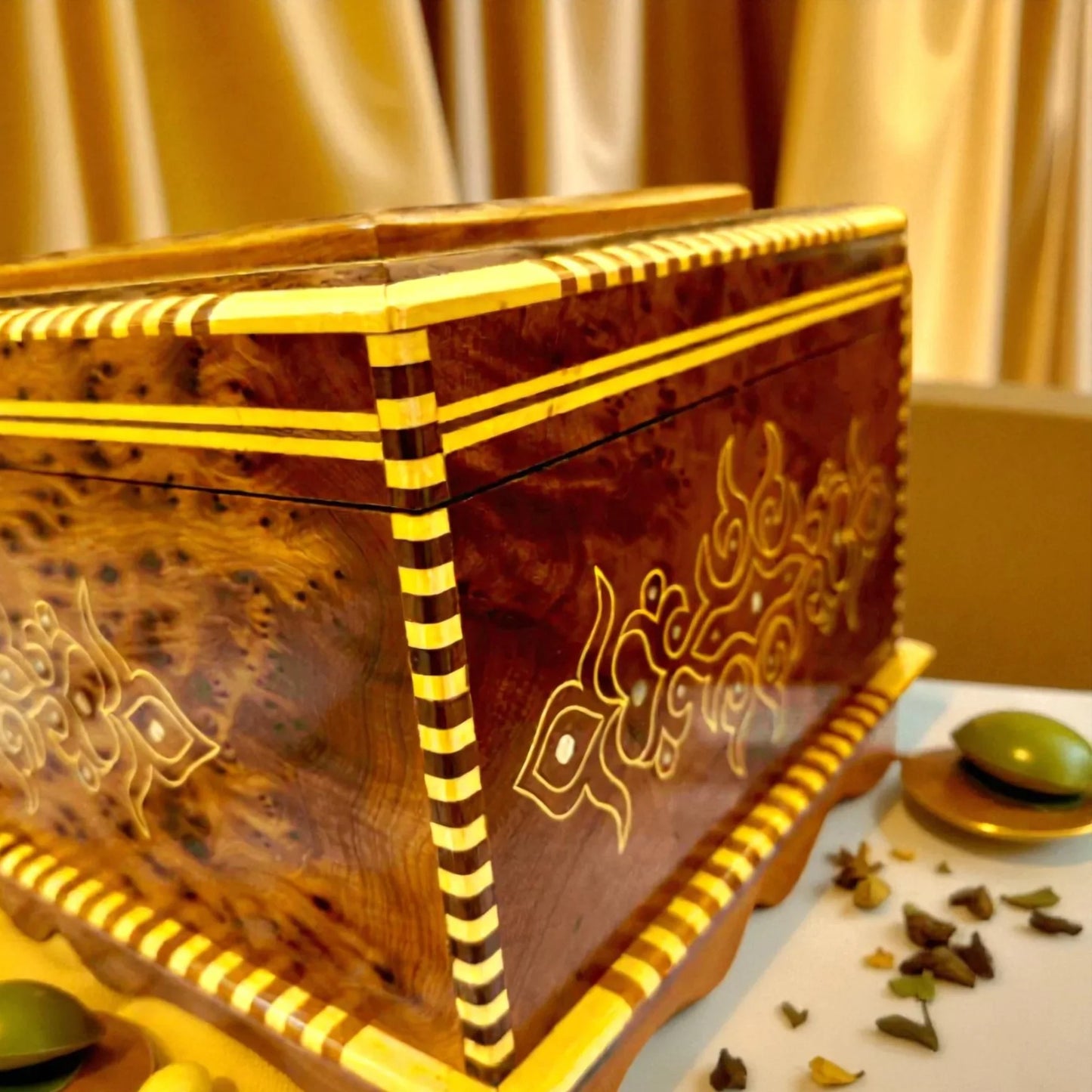 Vintage Wooden box with mirror inside With Key made from