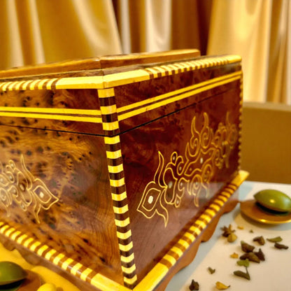 Vintage Wooden box with mirror inside With Key made from