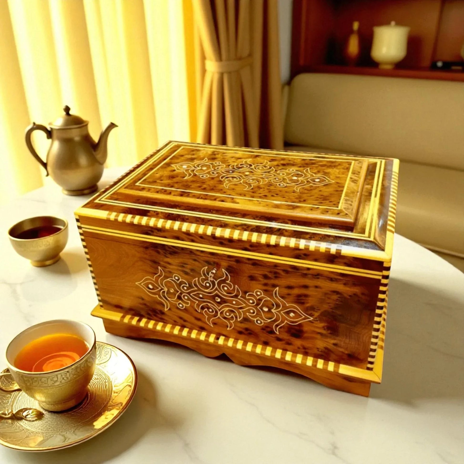 Vintage Wooden box with mirror inside With Key made from