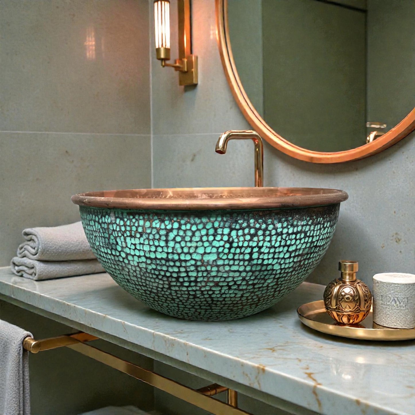 Copper Sink Bathroom made from 10 inches