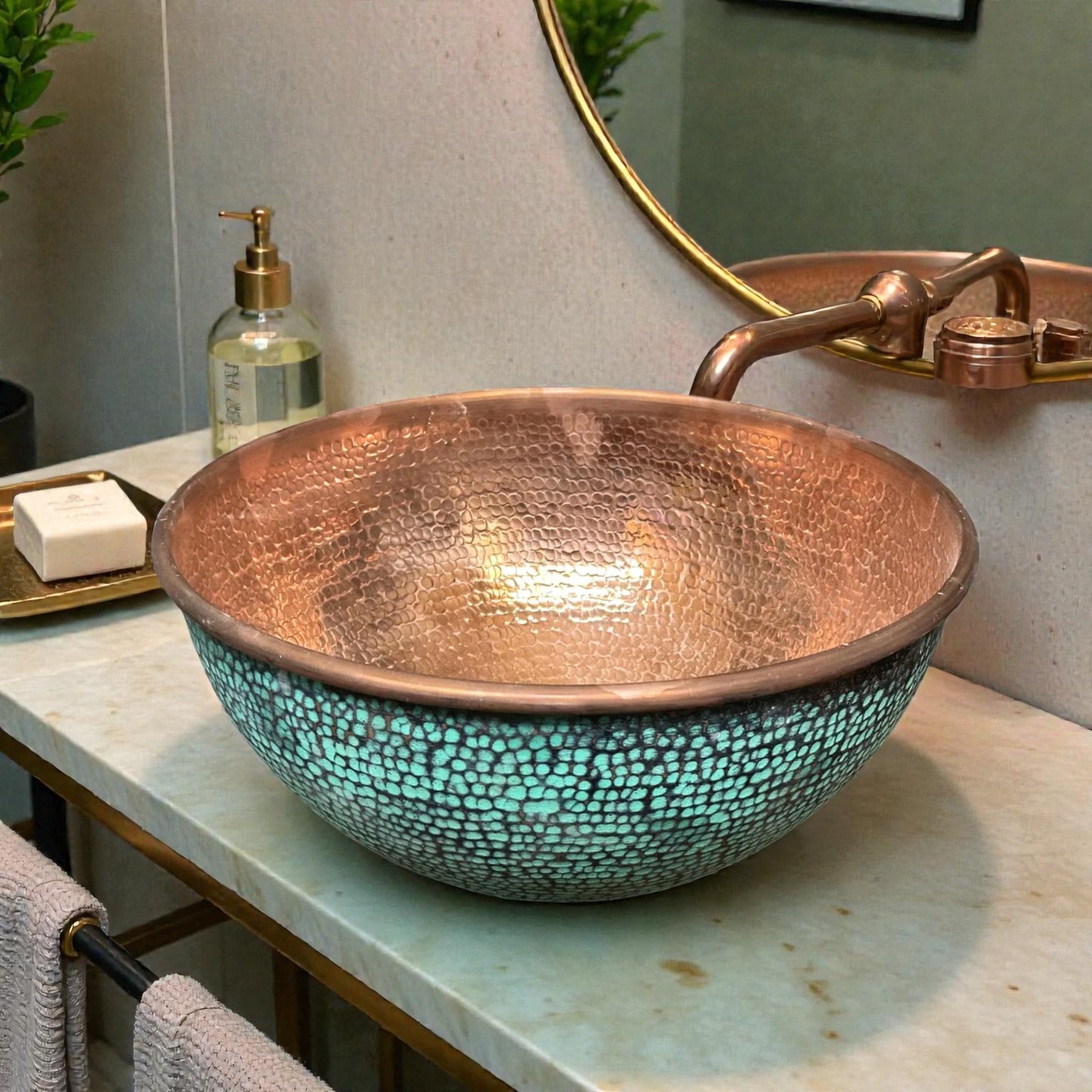 Copper Sink Bathroom made from 10 inches