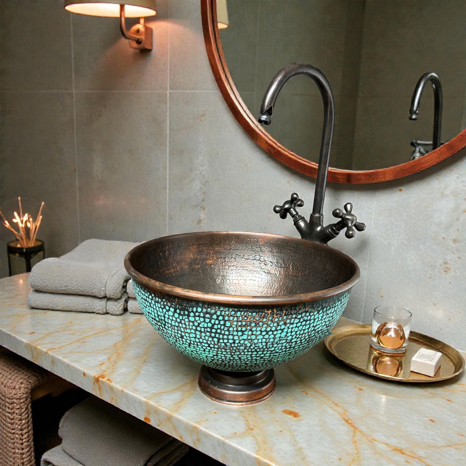 Rustic Copper Sink made from 10 inches