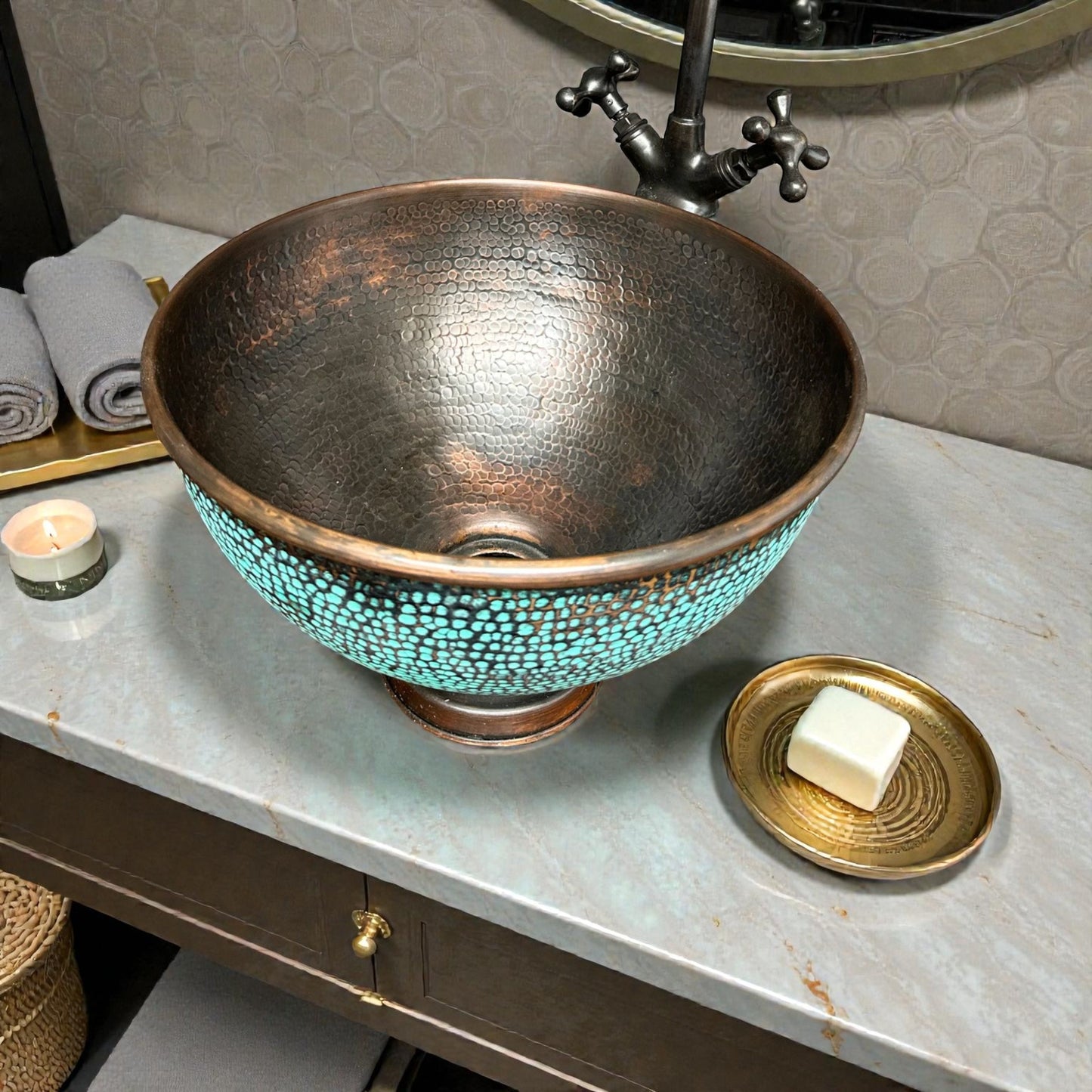 Rustic Copper Sink made from 10 inches