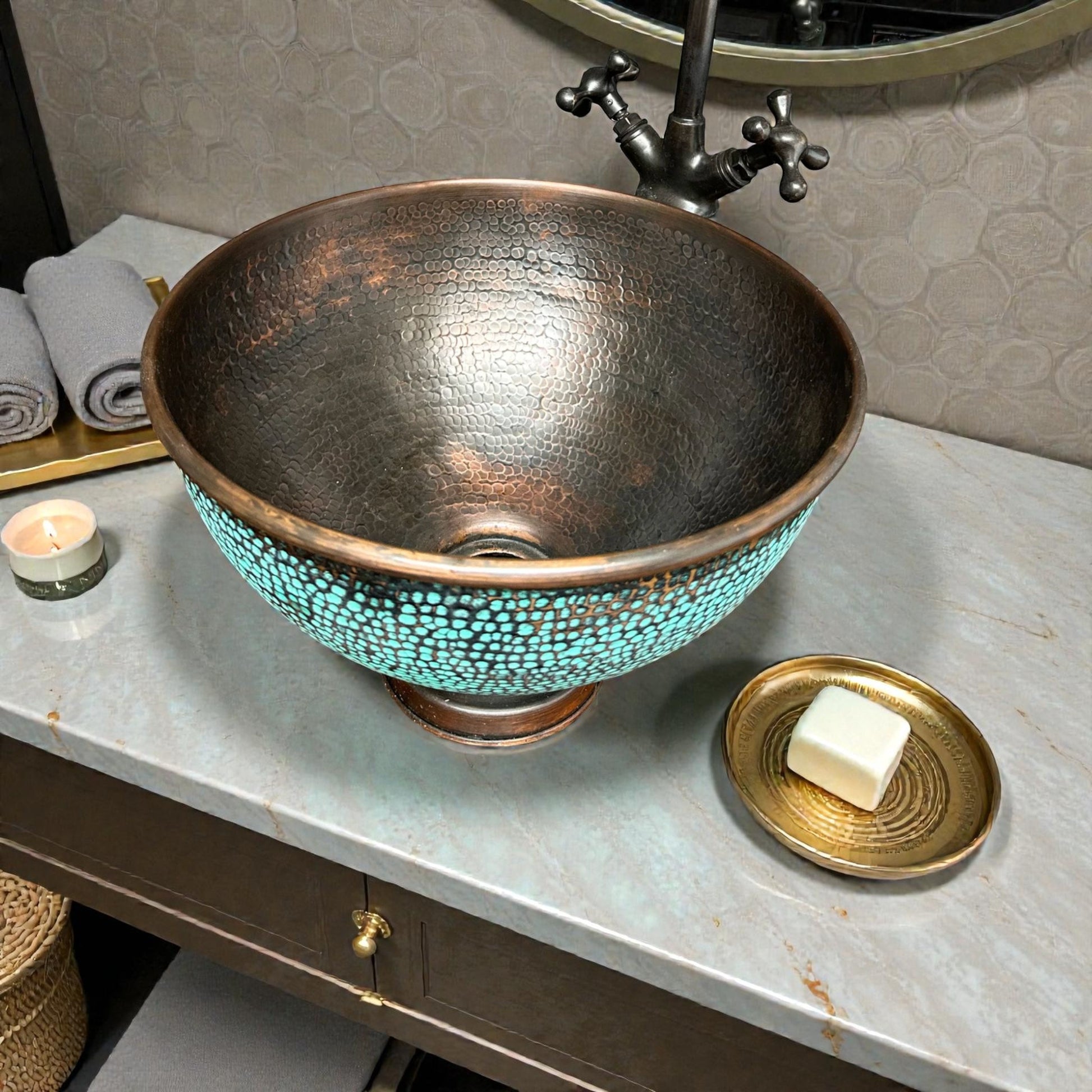 Rustic Copper Sink made from 10 inches