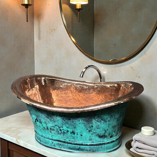Handmade Copper Vessel Sink made from 12″ × 9″ × 6″