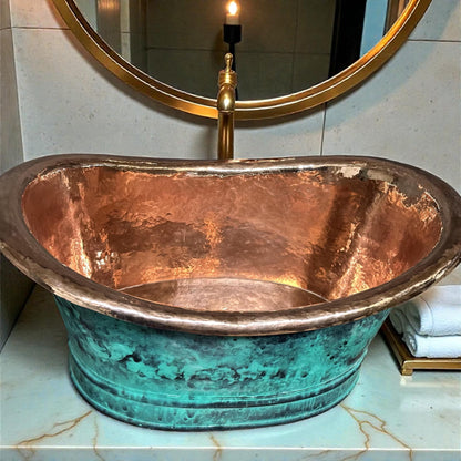 Handmade Copper Vessel Sink made from 12″ × 9″ × 6″