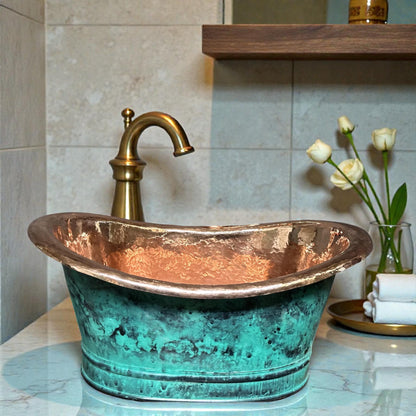 Handmade Copper Vessel Sink made from 12″ × 9″ × 6″