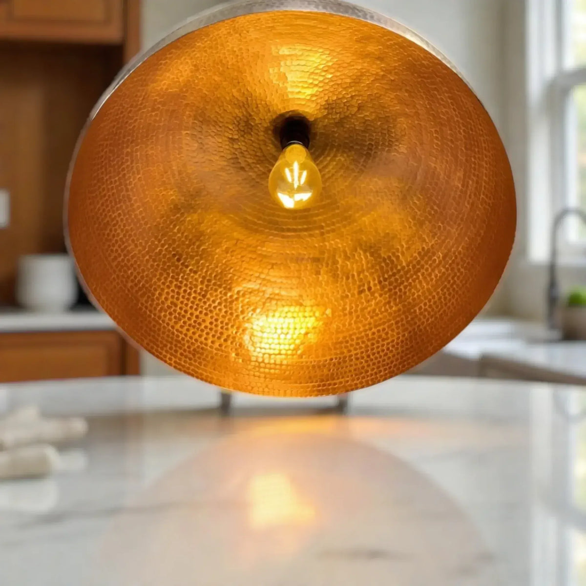 Handmade copper dome pendant light for dining room and bar counter