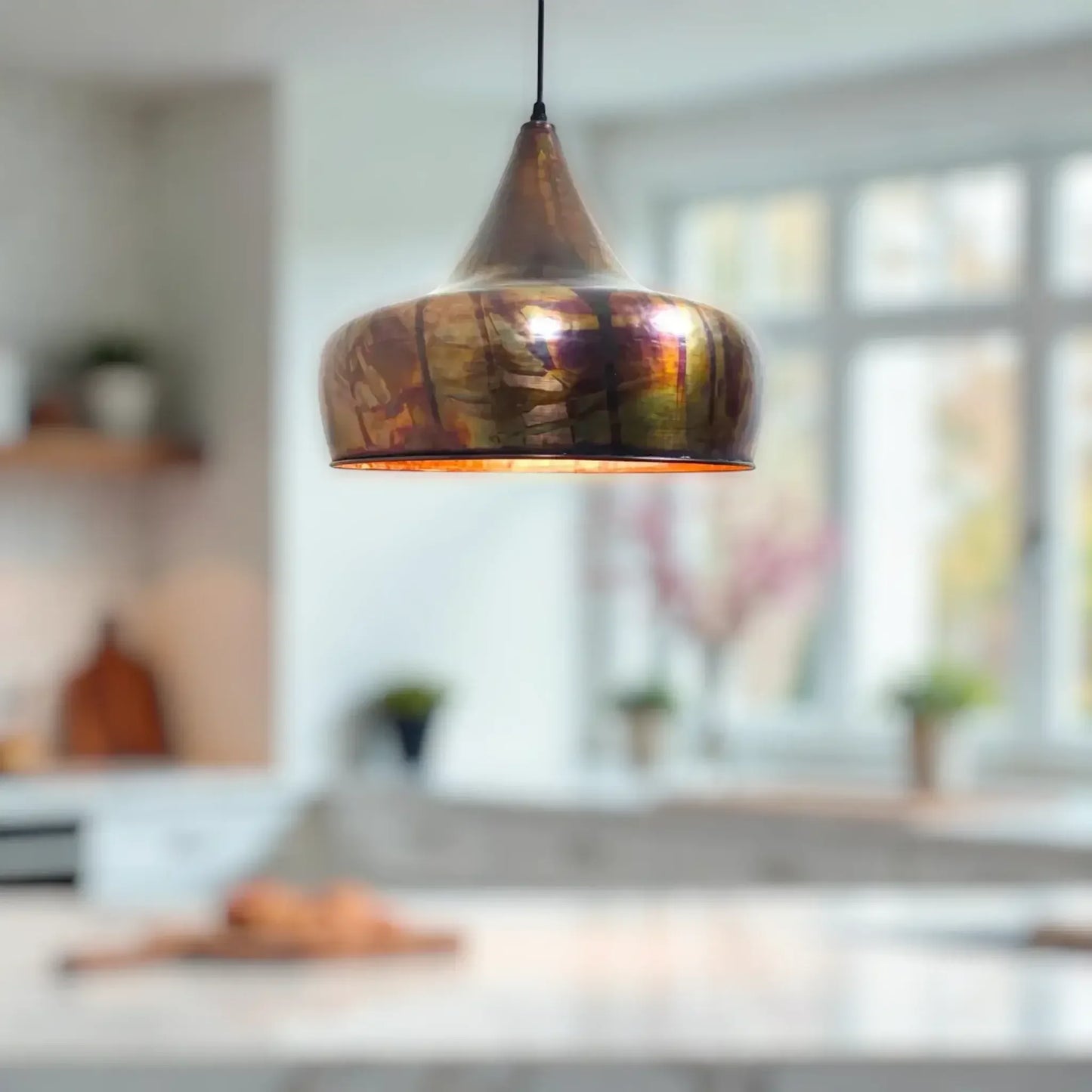 Oxidized Copper Pendant Light made from 8 in (20 cm)