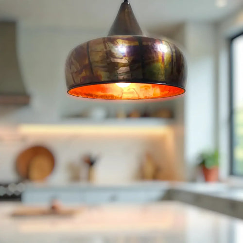 Oxidized Copper Pendant Light made from 8 in (20 cm)
