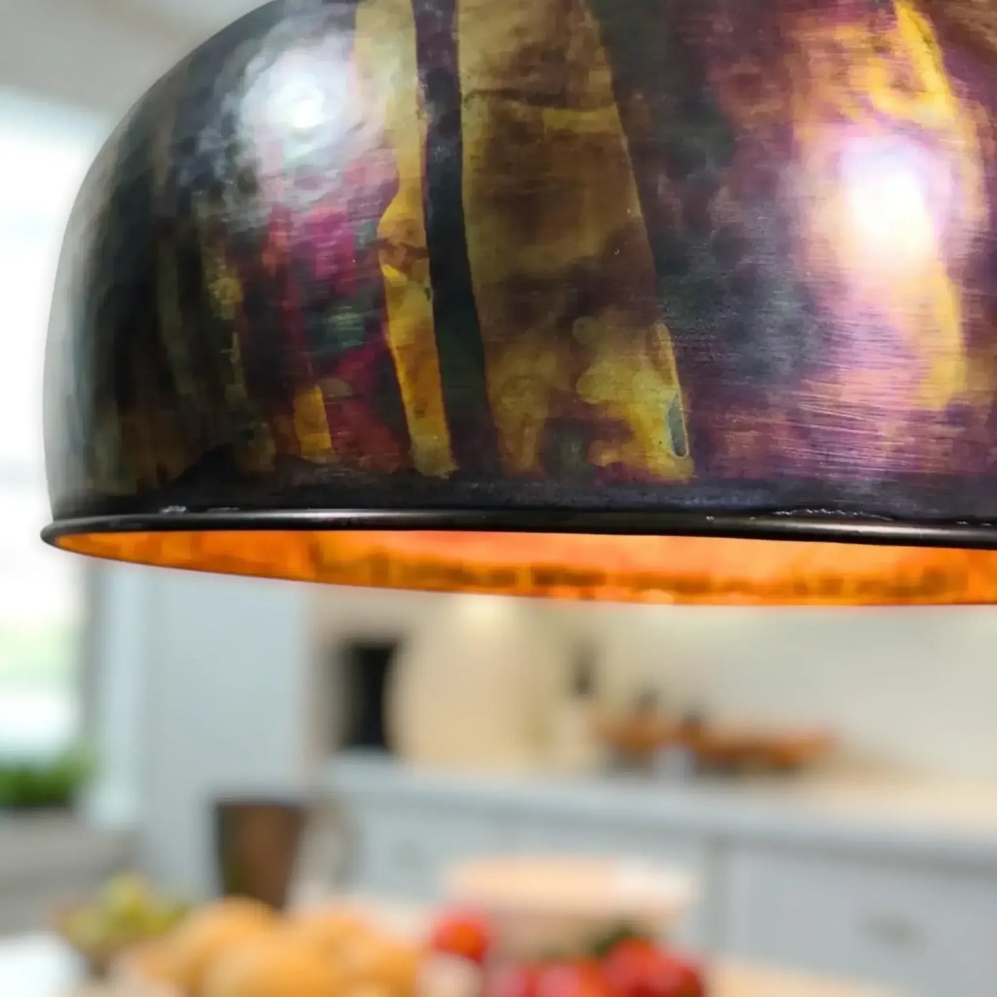 Oxidized Copper Pendant Light made from 8 in (20 cm)