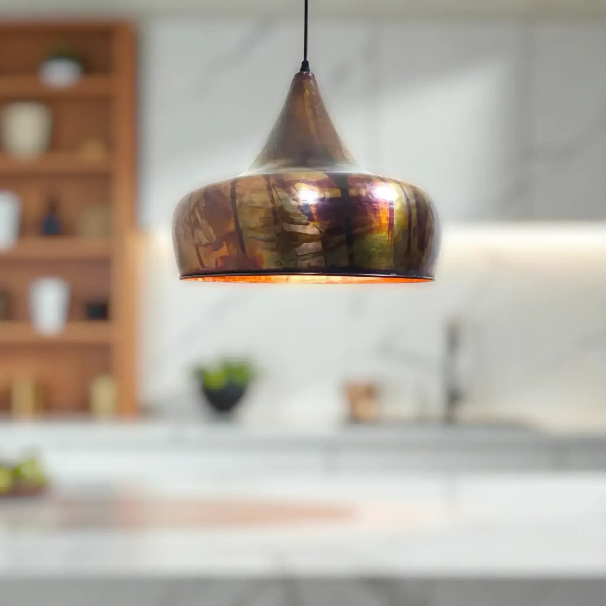 Oxidized Copper Pendant Light made from 8 in (20 cm)