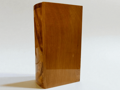 Luxury Wooden Jewelry Box – Handmade Moroccan Thuya Burl with polished amber finish and unique swirling grain.