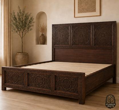 Carved Wood Bed Frame