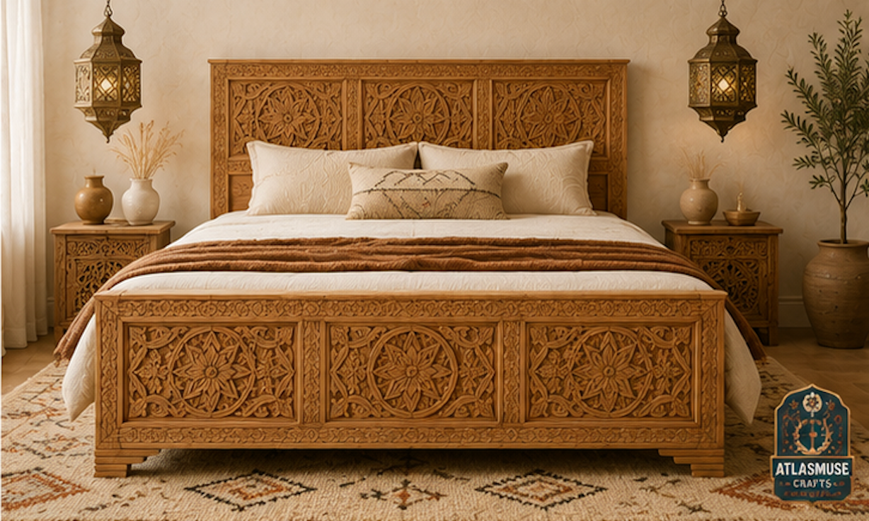 Carved Headboard Bed Frame