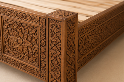 Wood Bed Frame King – Handmade Moroccan Bed