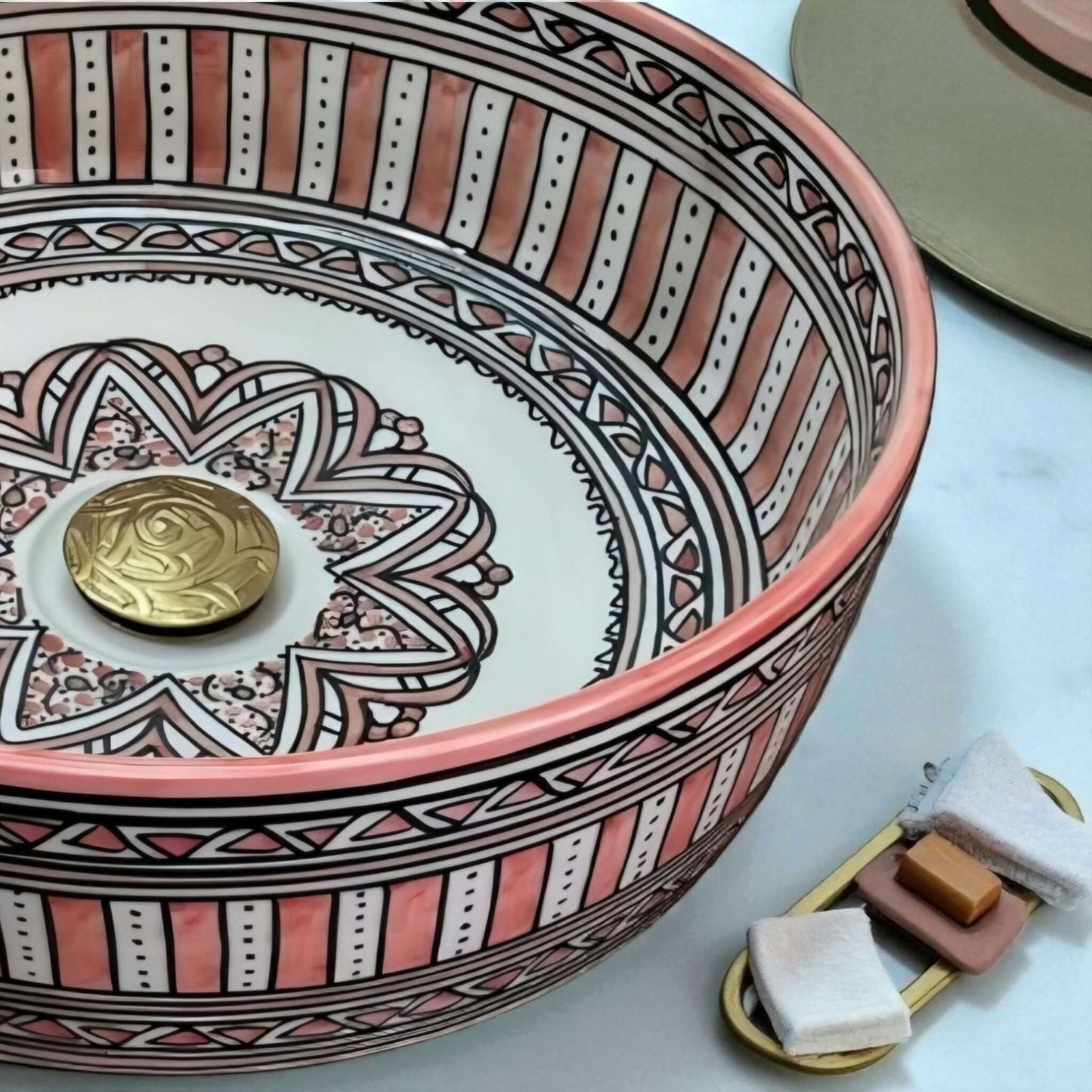 Moroccan Ceramic Vessel Sink made from 12″ × 9″ × 6″