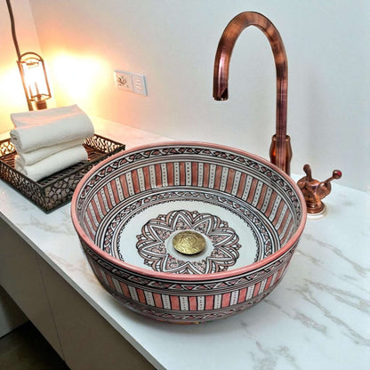Moroccan Ceramic Vessel Sink made from 12″ × 9″ × 6″