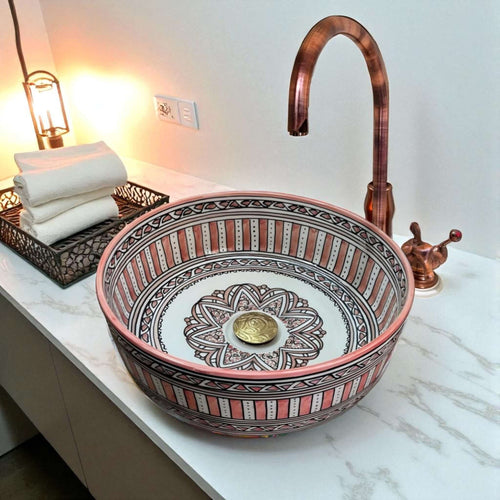 Moroccan Ceramic Vessel Sink made from 12″ × 9″ × 6″