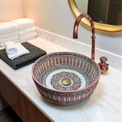 Moroccan Ceramic Vessel Sink made from 12″ × 9″ × 6″