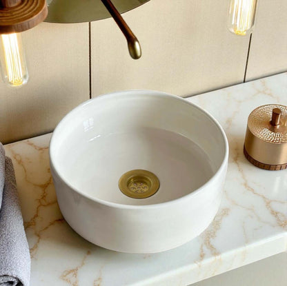 White Ceramic Vessel Sink made from 12″ × 9″ × 6″