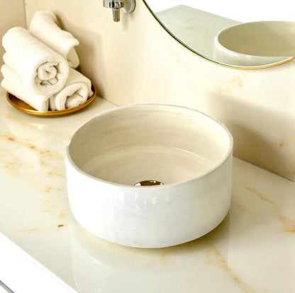 White Ceramic Vessel Sink made from 12″ × 9″ × 6″