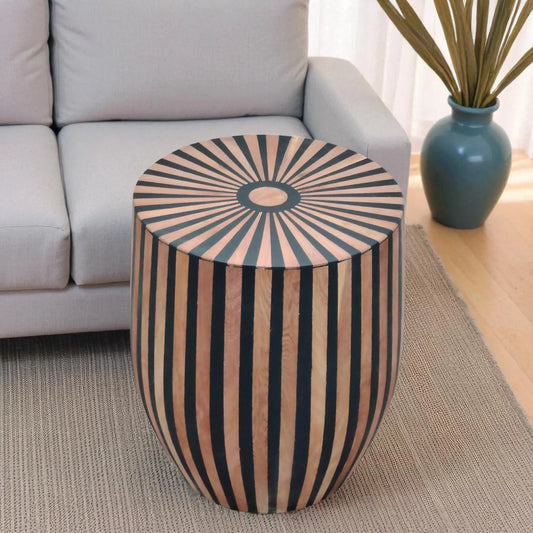 Barrel Resin Inlay Boho Accent Table