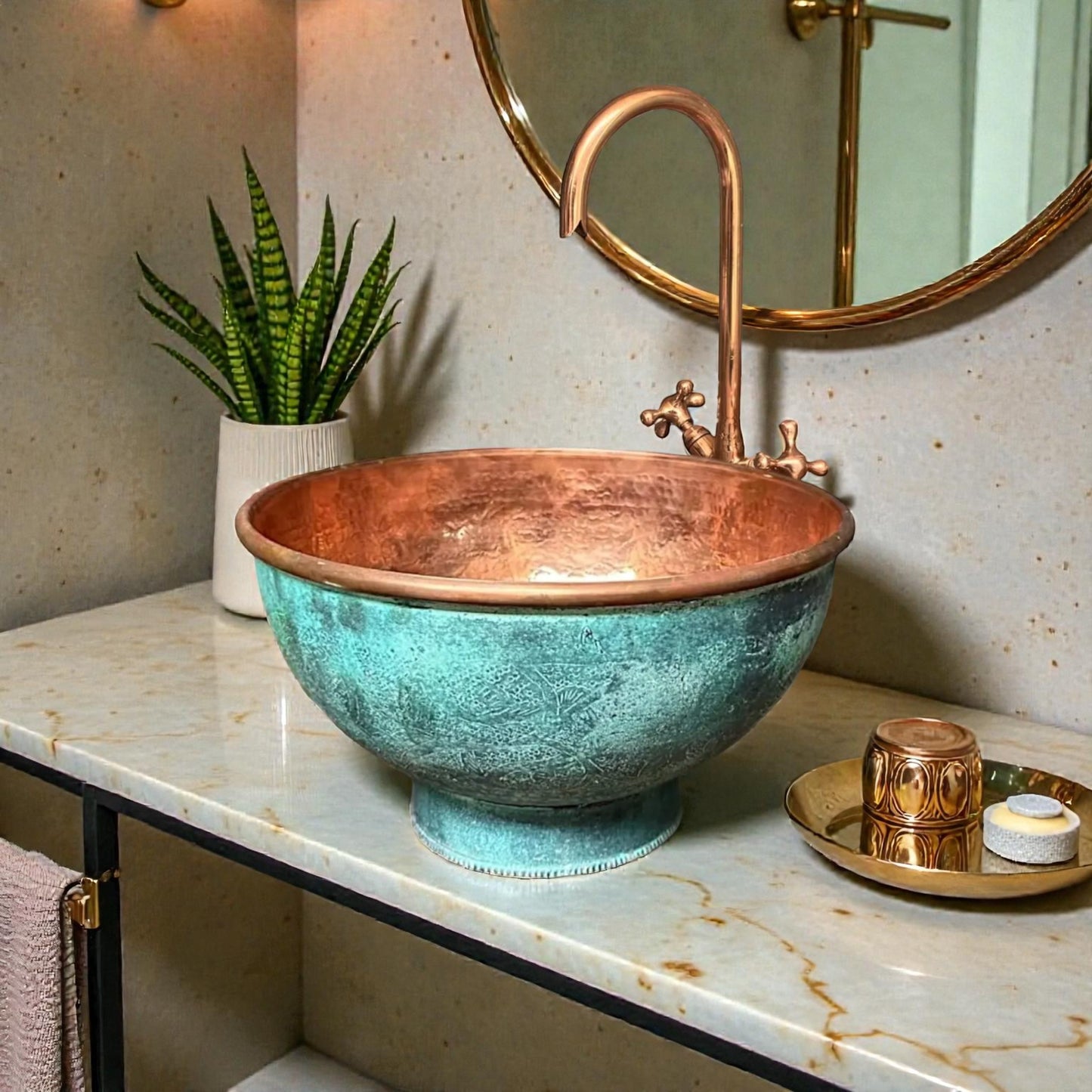 Oval copper sink made from 10 inches