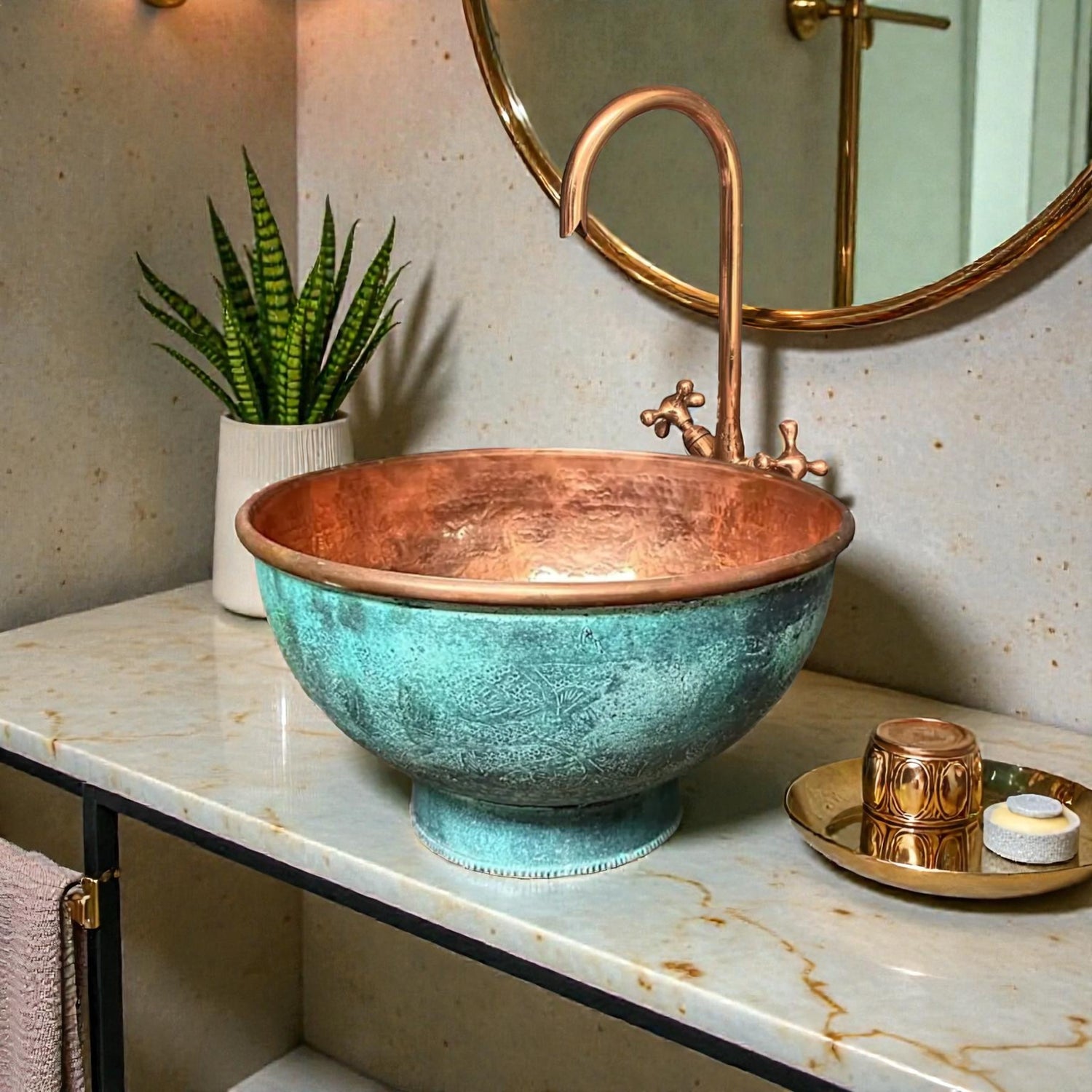 Oval copper sink made from 10 inches