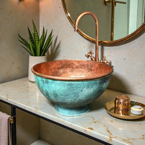 Oval copper sink made from 10 inches