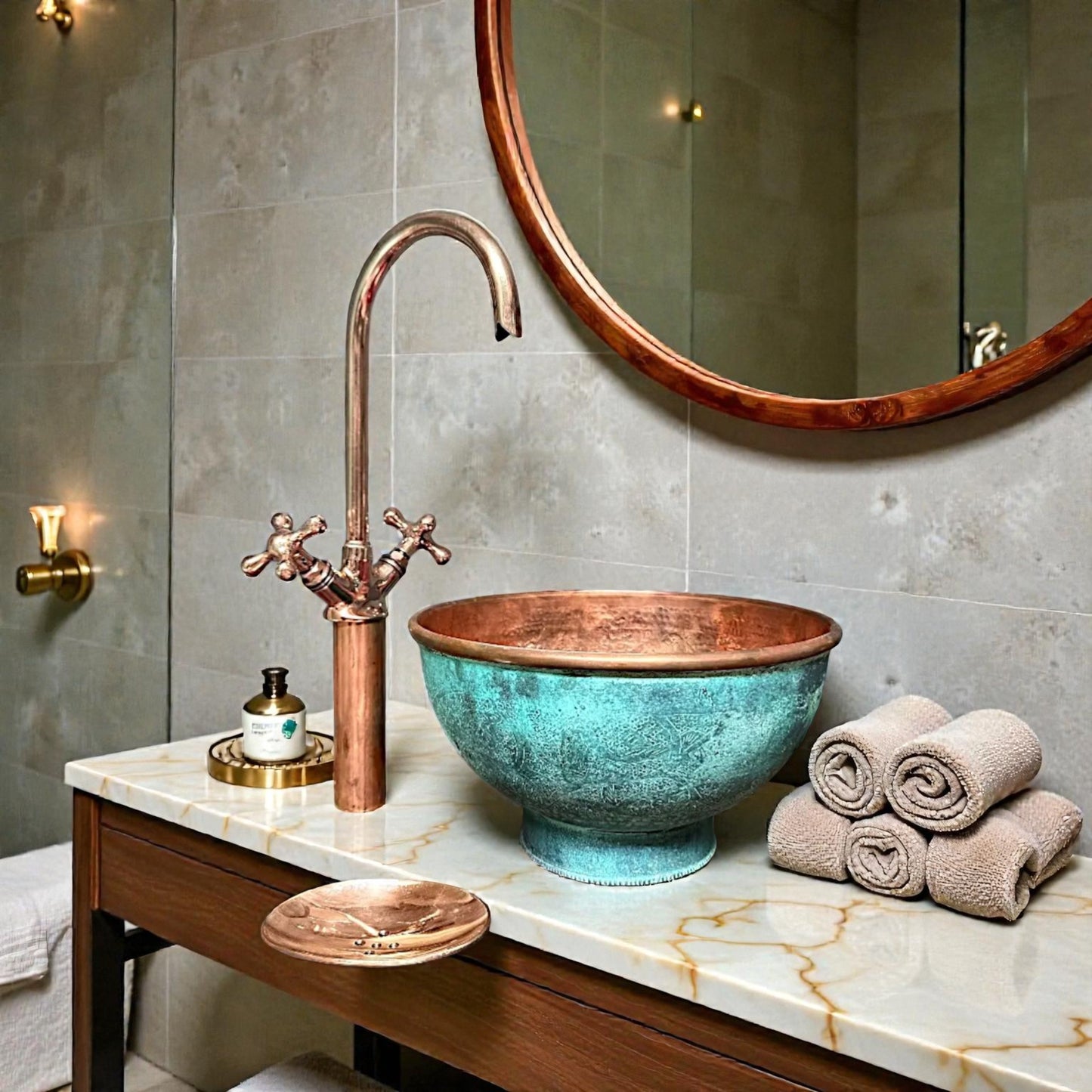 Oval copper sink made from 10 inches