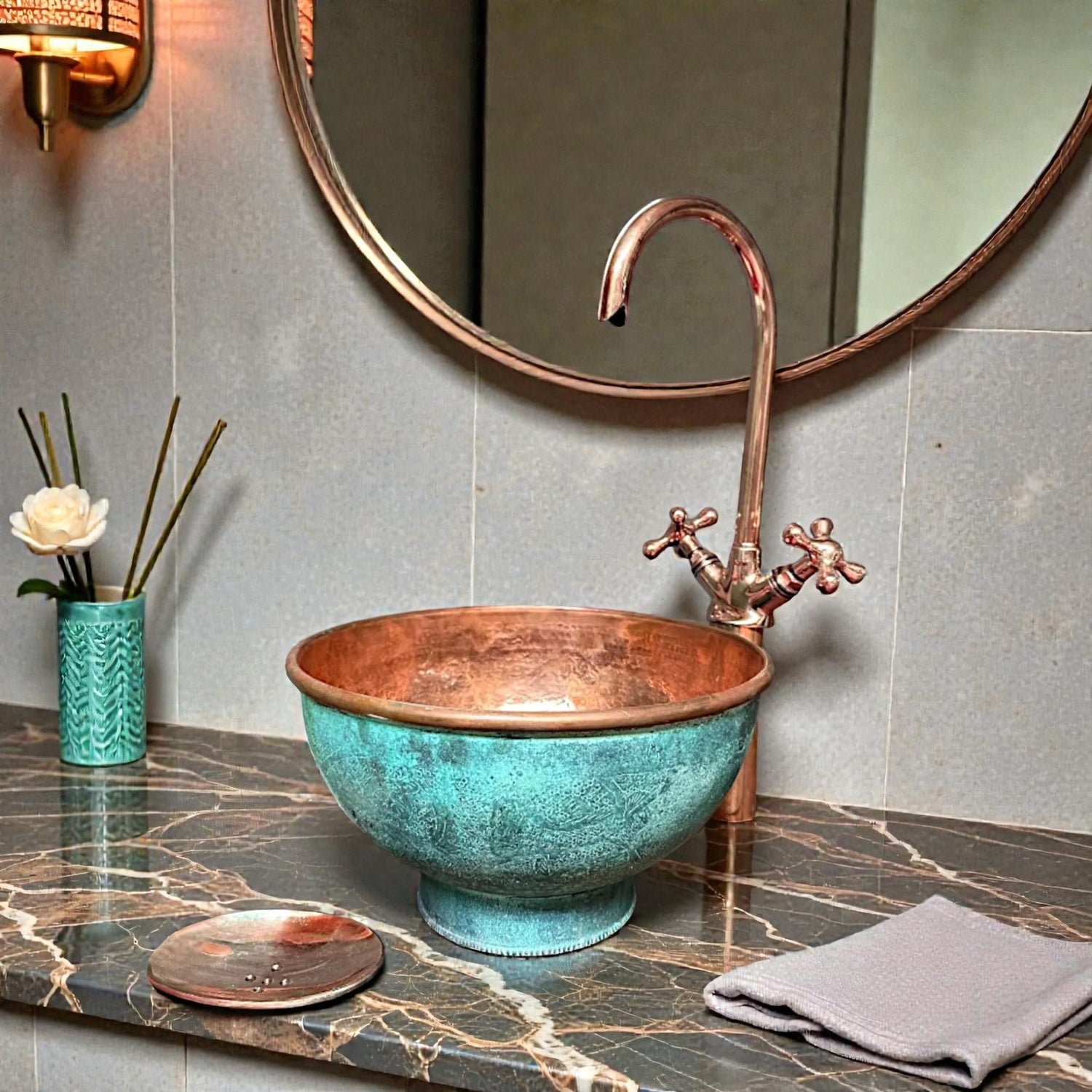 Oval copper sink made from 10 inches