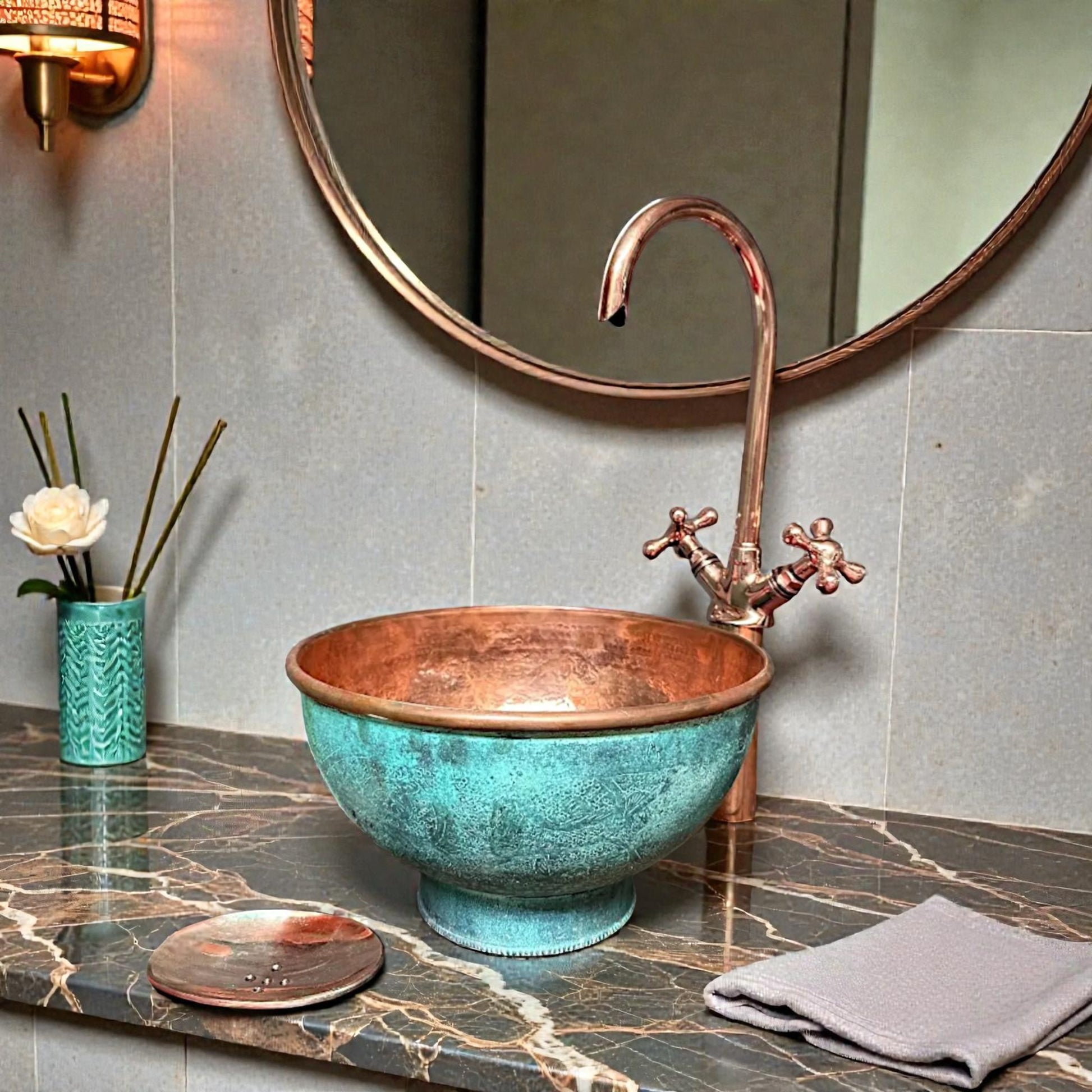 Oval copper sink made from 10 inches