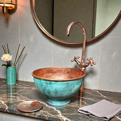 Oval copper sink made from 10 inches