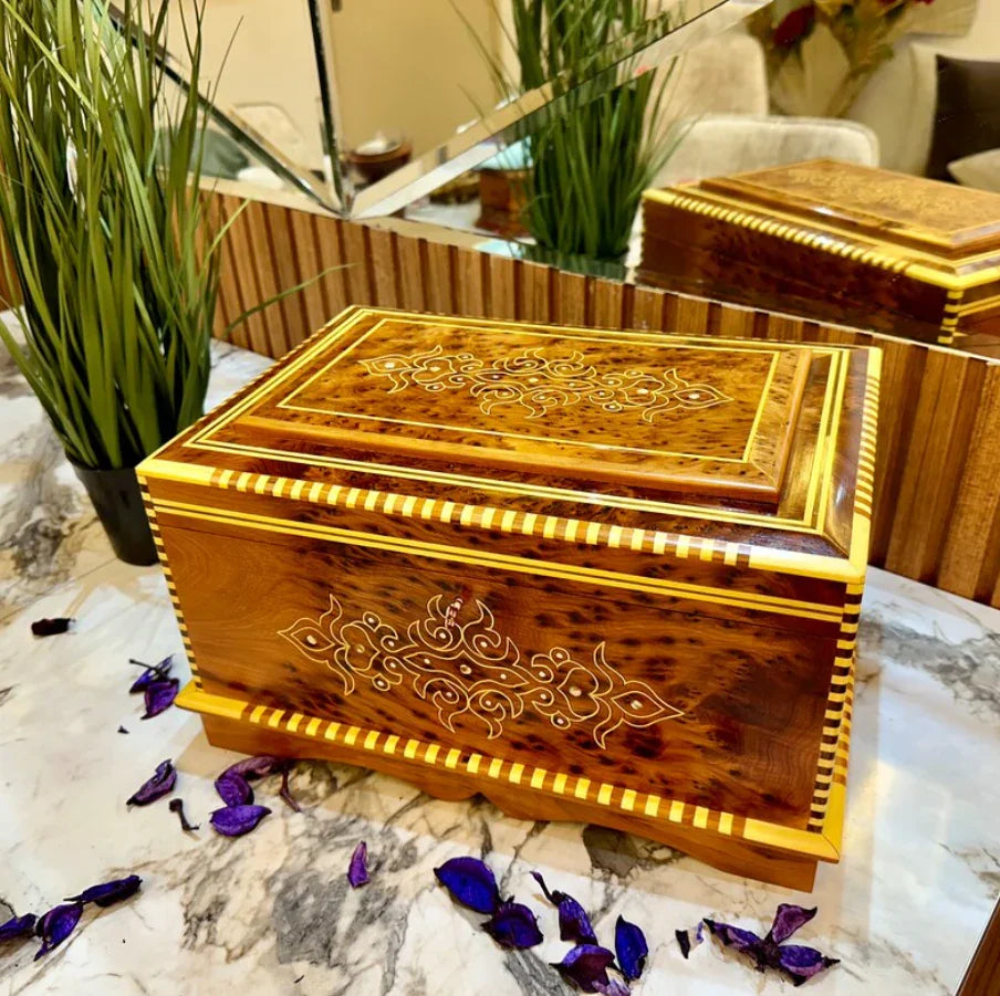 Vintage Wooden box with mirror inside With Key - AtlasMuseCrafts