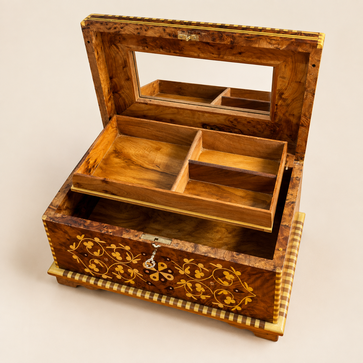 Luxury Keepsake Box Organizer with Key – Moroccan Thuya Memory Box – additional view 2