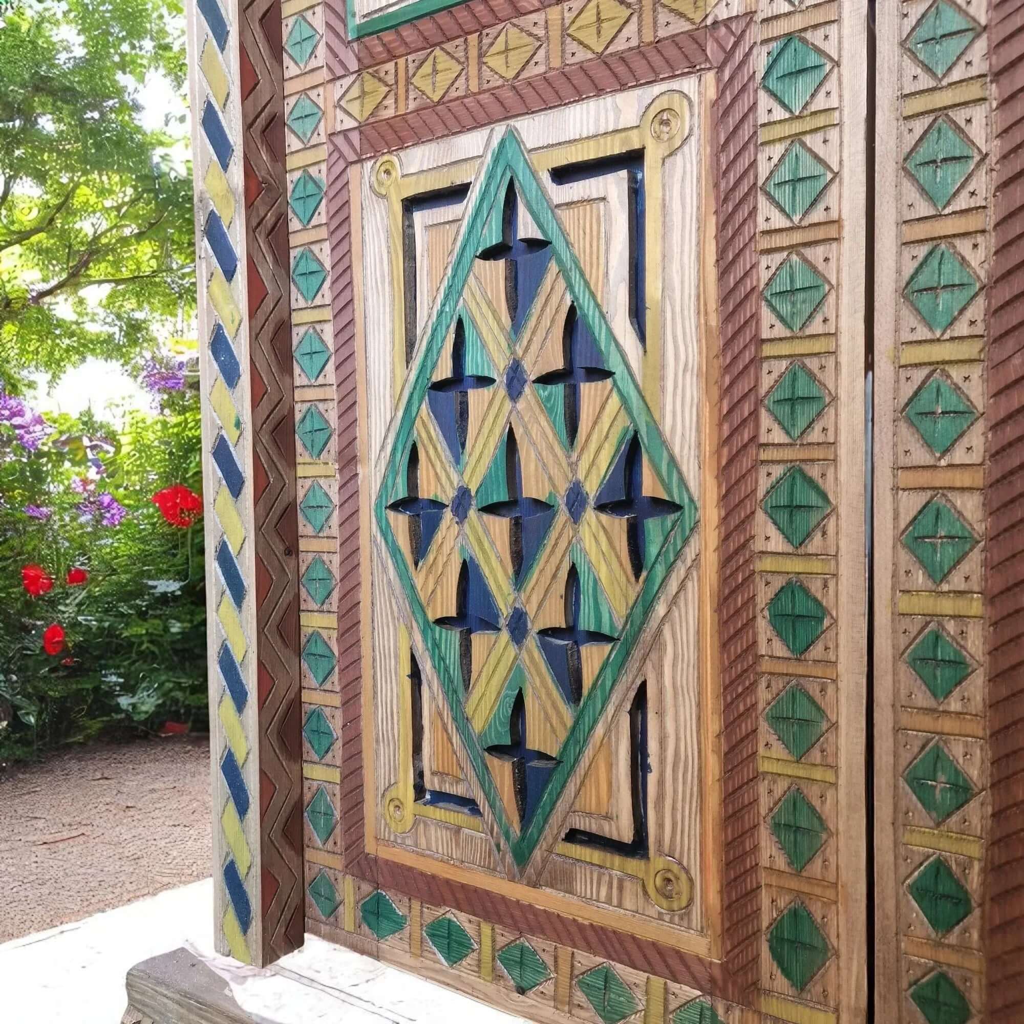 Custom multicolor Moroccan door for beach houses and coastal homes
