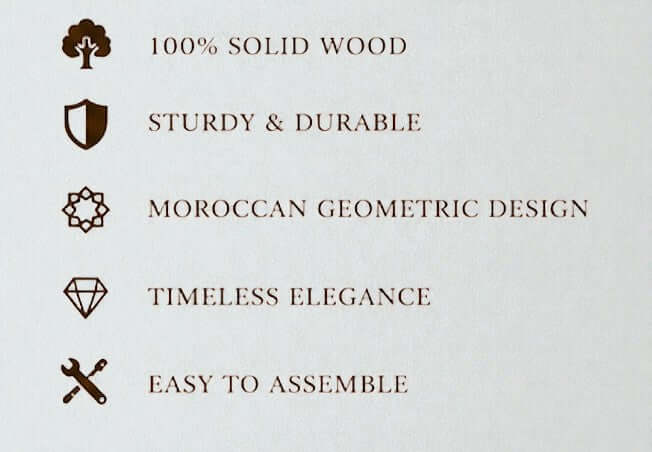 Moroccan solid wood bed frame with carved headboard and sturdy frame