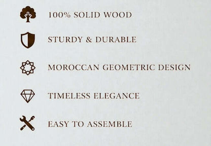 AtlasMuseCrafts: 100% solid wood, sturdy, Moroccan geometric design, timeless elegance, easy assembly bed frame.