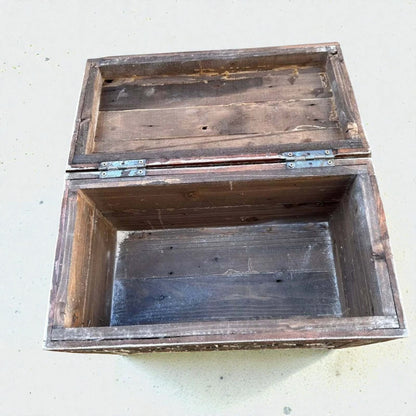 AtlasMuseCrafts rustic wooden storage cabinet with hinged lid, handcrafted with Berber patterns, ideal for boho interiors.