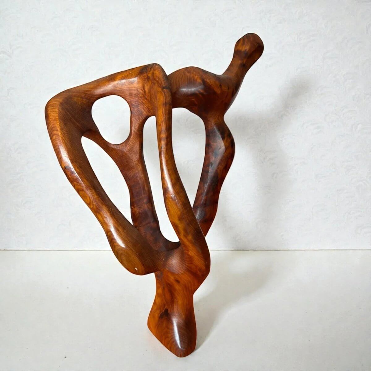Contemporary wood sculpture for modern shelf and gallery decor