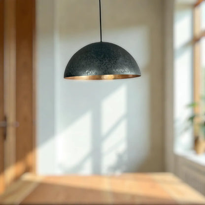 Copper Dome Lamp hanging elegantly in a bright room with natural light filtering through.