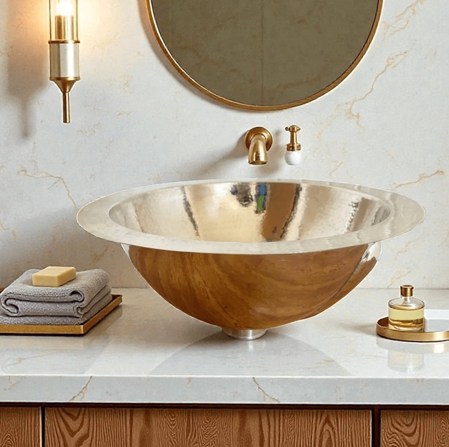 Hammered Brass Bathroom Sink