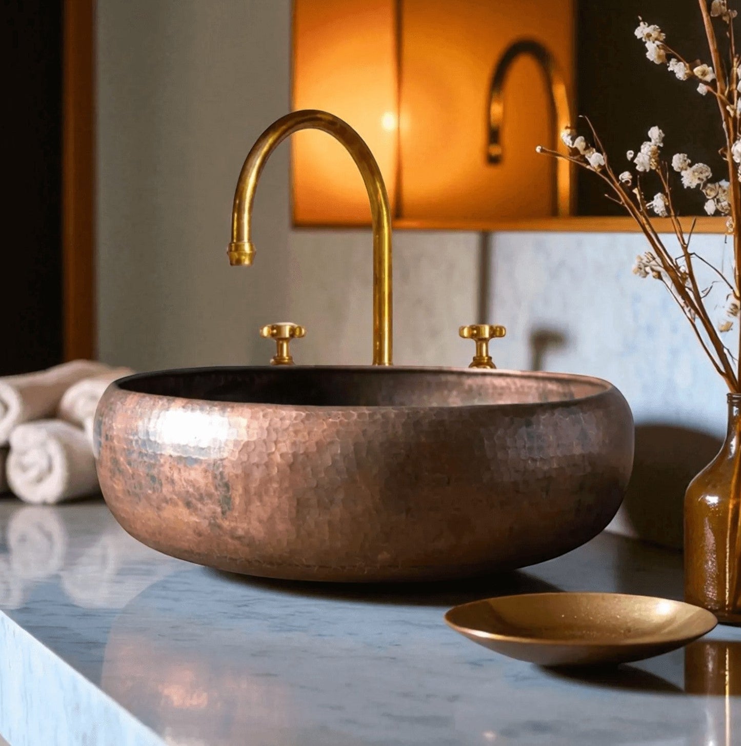 Handmade Oxidized Copper Vessel Sink