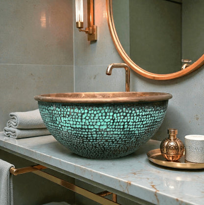 Turquoise Green Patina Copper Vessel