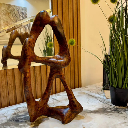 Curved Wood Sculpture for Home Decor – Abstract Organic Art Piece - AtlasMuseCrafts