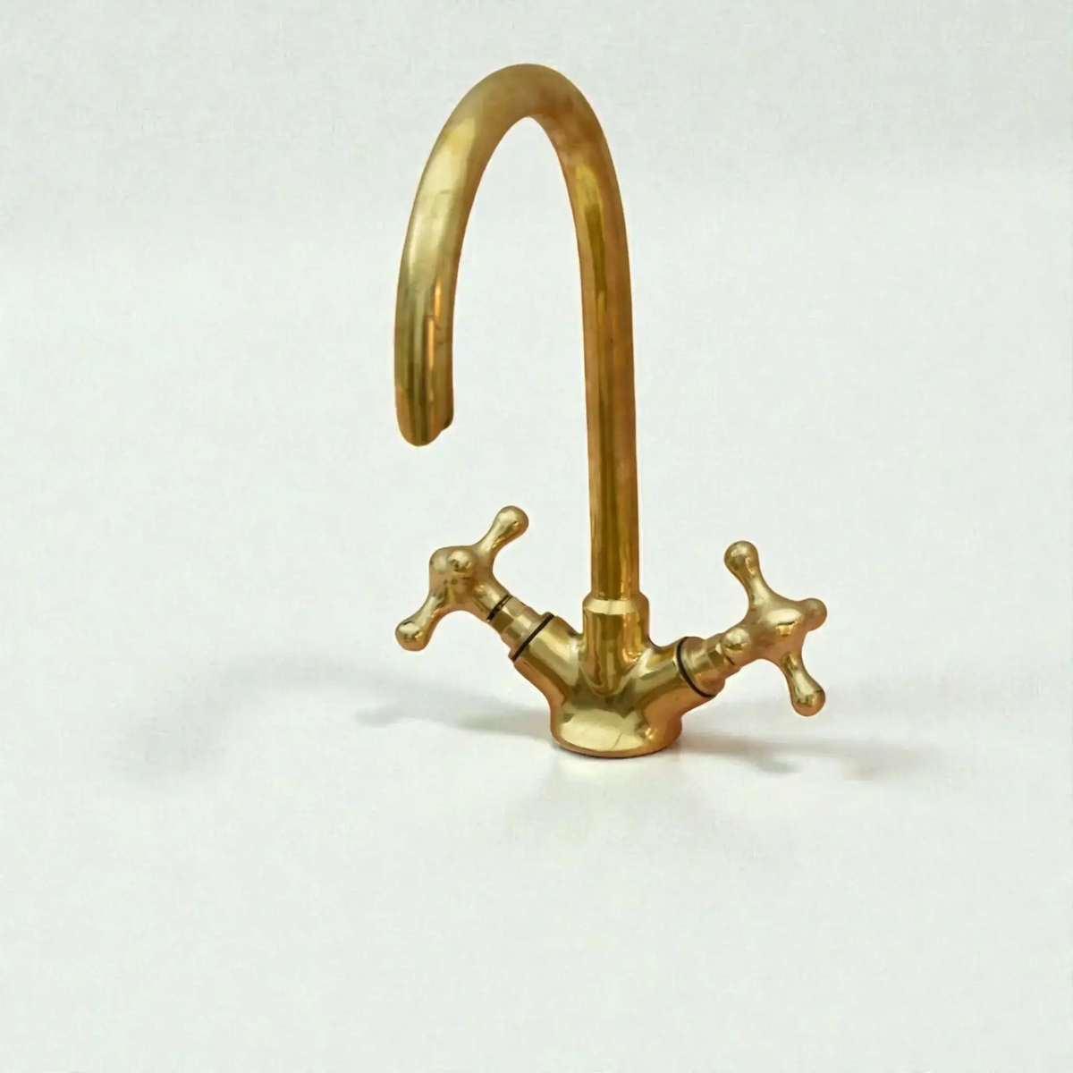 Tall vessel sink faucet with copper finish for bathroom vanity