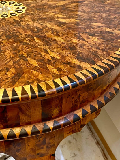 Moroccan Thuya Wood Table with Mother of Pearl Inlay - AtlasMuseCrafts
